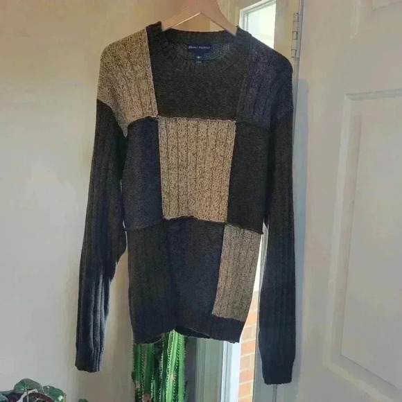 Grant Thomas 100% Cotton‎ Grandpa Block Longsleeve Sweater, Size L Soft Cozy - Picture 1 of 8
